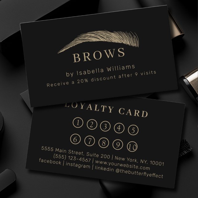 Cartão De Visita Minimal Elegant Eyebrow Salon Loyalty (Minimal Elegant Eyebrow Salon Black Loyalty Business Card)