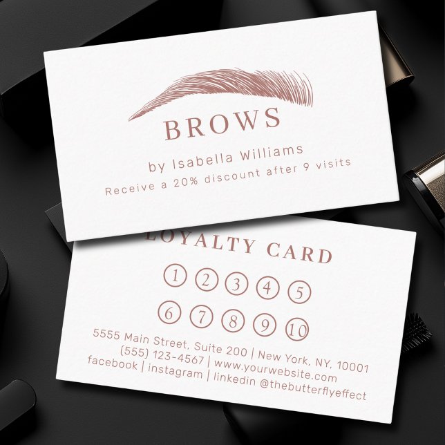 Cartão De Visita Minimal Elegant Eyebrow Salon Loyalty (Minimal Elegant Eyebrow Salon Salon Loyalty Business Card)