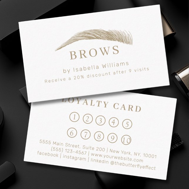 Cartão De Visita Minimal Elegant Eyebrow Salon Loyalty (Minimal Elegant Eyebrow Salon Salon Loyalty Business Card)
