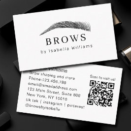 Cartão De Visita Minimal Elegant Eyebrow Salon QR-Code
