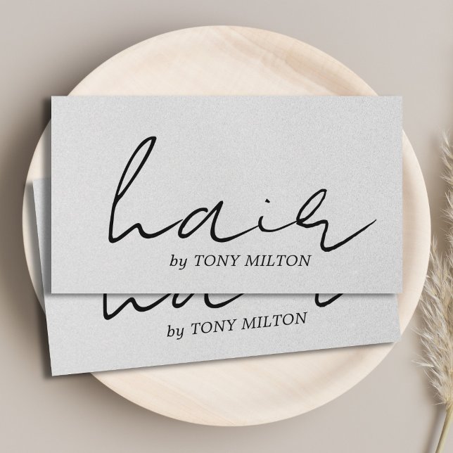 Cartão De Visita Minimal Elegant Texture Grey Bold Hair Salon (Criador carregado)