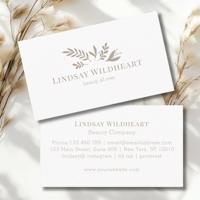 Cartão De Visita Minimal Floral White Botanical Beauty (Minimal Floral White Botanical Beauty Business Card)