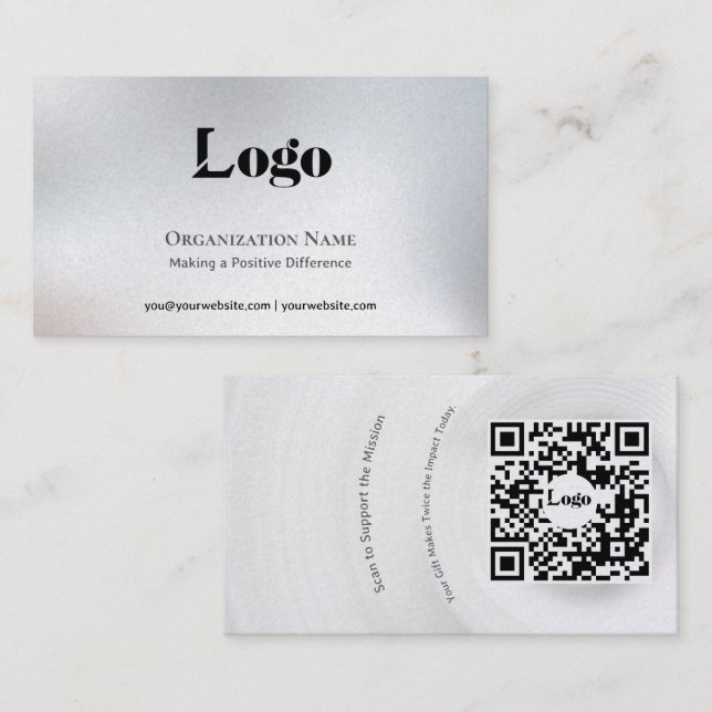 Cartão De Visita Minimal Fundraising Business Card (Frente/Verso)