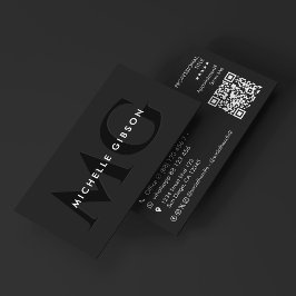 Cartão De Visita Minimal Inicial Negra Profissional de Marketing 