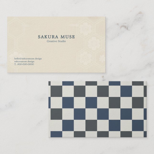 Cartão De Visita Minimal Japanese Kamon Business Card – Modern  (Frente/Verso)