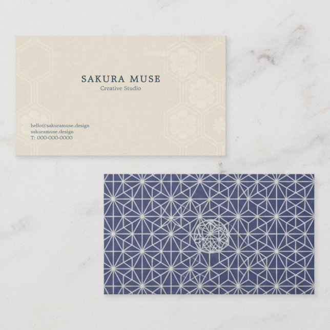 Cartão De Visita Minimal Japanese Kamon Business Card – Modern  (Frente/Verso)