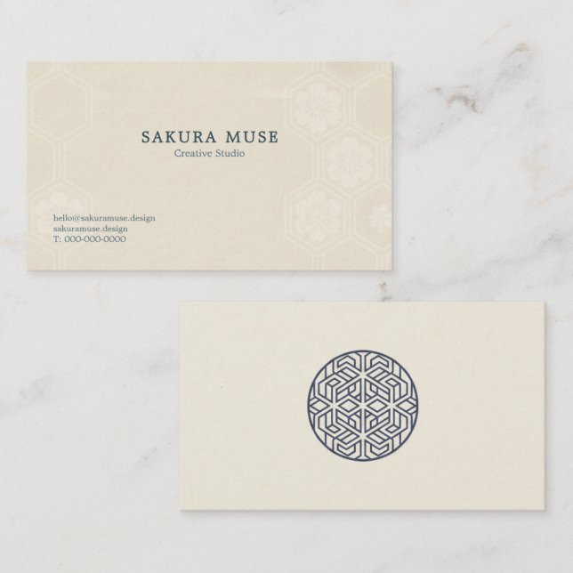 Cartão De Visita Minimal Japanese Kamon Business Card – Modern  (Frente/Verso)