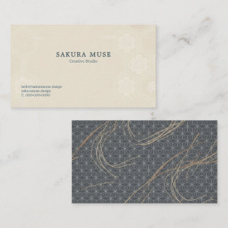 Cartão De Visita Minimal Japanese Pattern Design – Elegant Seigaiha