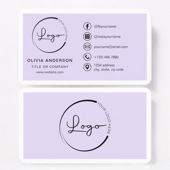 Cartão De Visita Minimal Lilac Purple Business Branding (Criador carregado)