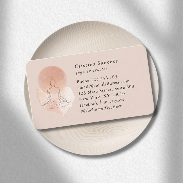 Cartão De Visita Minimal Line Art Woman Yoga Meditation  (Minimal Line Art Woman Yoga Meditation Business Card)