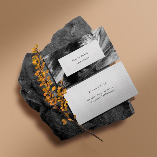 Cartão De Visita Minimal Modern Abstract Black and White Painting (Criador carregado)