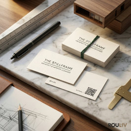 Cartão De Visita Minimal Modern Architect | QR Code Warm White