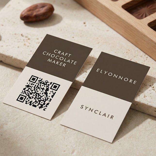Cartão De Visita Minimal Modern Craft Chocolate Maker Qr Code (Criador carregado)