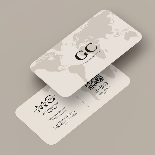 Cartão De Visita Minimal Professional Networking World Map Sand (Minimal Professional Networking World Map Sand Business Card
)