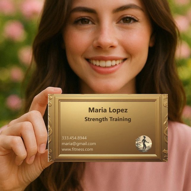 Cartão De Visita Minimal Professional Shining Gold Strength Trainer (Minimal Professional Shining Gold Strength Trainer Business Card)