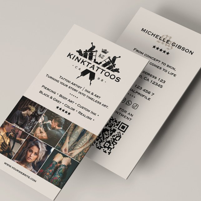 Cartão De Visita Minimal Sand Tattooist Modern Tattoo Artist Grid (Minimal Sand Tattooist Modern Tattoo Artist Grid Business Card
)