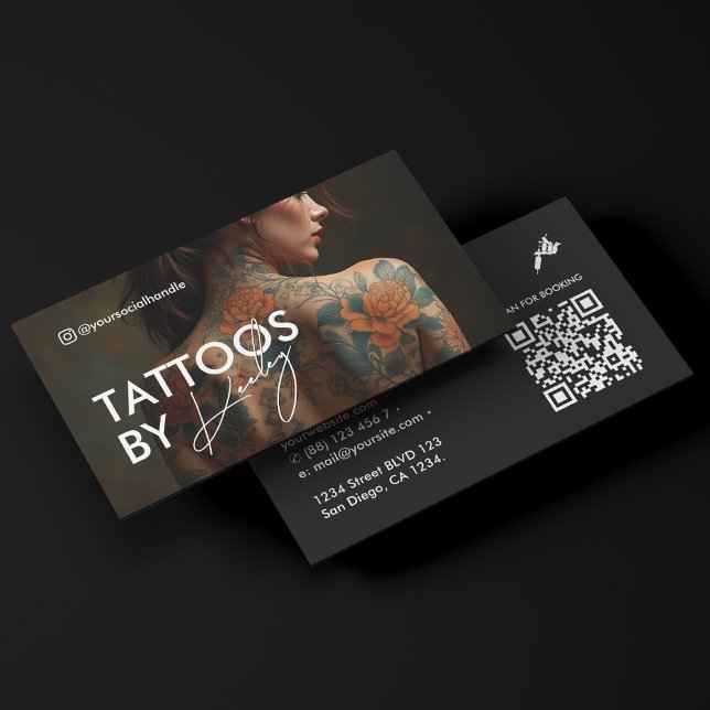 Cartão De Visita Minimal Tattoo Artist Tattooist Full Photo Qr Code (Minimal Tattoo Artist Tattooist Full Photo Qr Code Business Card
)