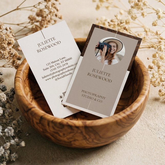 Cartão De Visita Minimal Woodgrain Photo Photography Professional  (Minimal Woodgrain Photo Photography Professional Business Card)