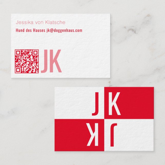 Cartão De Visita minimalismo em QR Code vermelho (Frente/Verso)