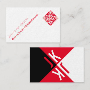 Cartão De Visita minimalismo em QR Code vermelho