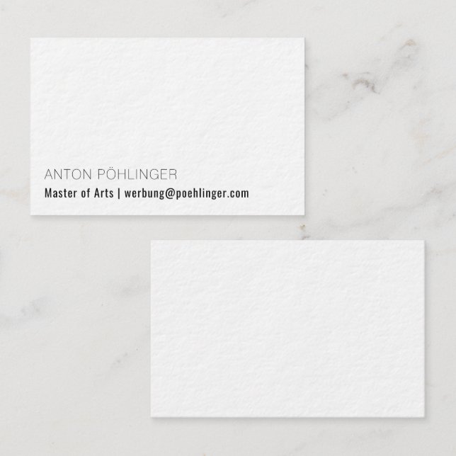 Cartão De Visita Minimalismo em schwarz weiß visitenkarte (Frente/Verso)