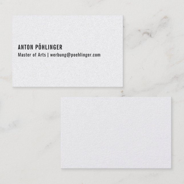 Cartão De Visita Minimalismo em schwarz weiß visitenkarte (Frente/Verso)