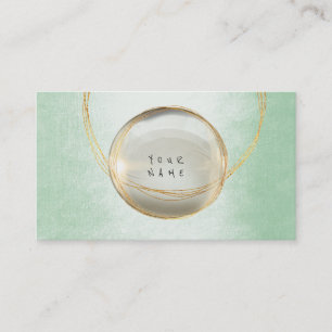 Cartão De Visita Minimalismo Ouro Foil Glass Mint Greenery VIP