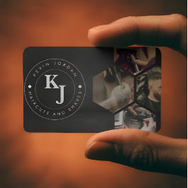 Cartão De Visita Minimalist Black and White Barbershop Modern