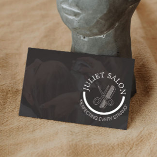 Cartão De Visita Minimalist Black and White Hair Stylist Monochrome