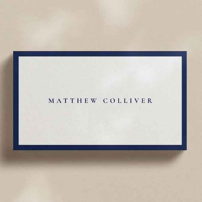 Cartão De Visita Minimalist Blue Frame Luxury Business Card (Criador carregado)