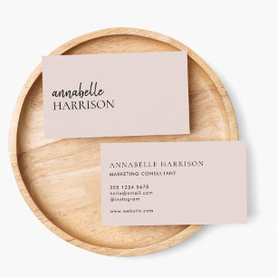 Cartão De Visita Minimalist Blush Pink   Modern Elegant Script