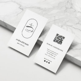 Cartão De Visita Minimalist Brow Artist Business Card with QR Code 