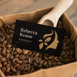 Cartão De Visita Minimalist Brown Gold Hair Stylist Modern