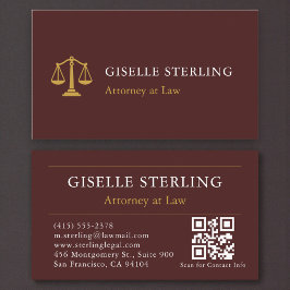 Cartão De Visita Minimalist Burgundy Gold Lawyer Professional