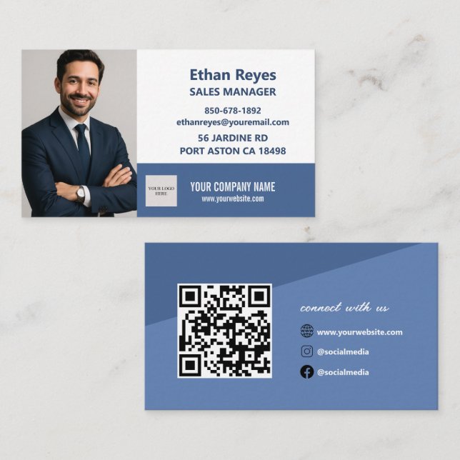 Cartão De Visita Minimalist Business Card QR Code Social Medias (Frente/Verso)