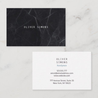 Cartão De Visita Minimalist Business Card with black marble texture