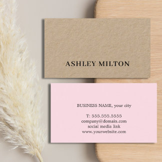 Cartão De Visita Minimalist Cool Bold Kraft Rose Consultant