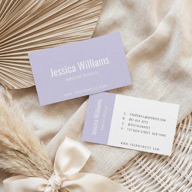 Cartão De Visita Minimalist Customizable Professional Lavender (Criador carregado)