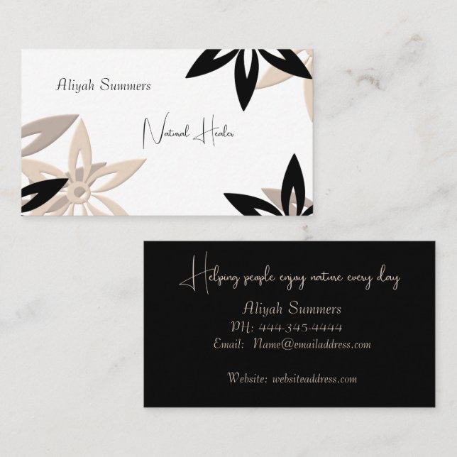 Cartão De Visita Minimalist Earthy Floral Meditation Business Card (Frente/Verso)