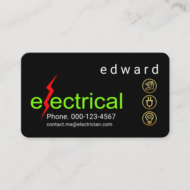 Cartão De Visita Minimalist Electrical Lightning Bolt (Frente)