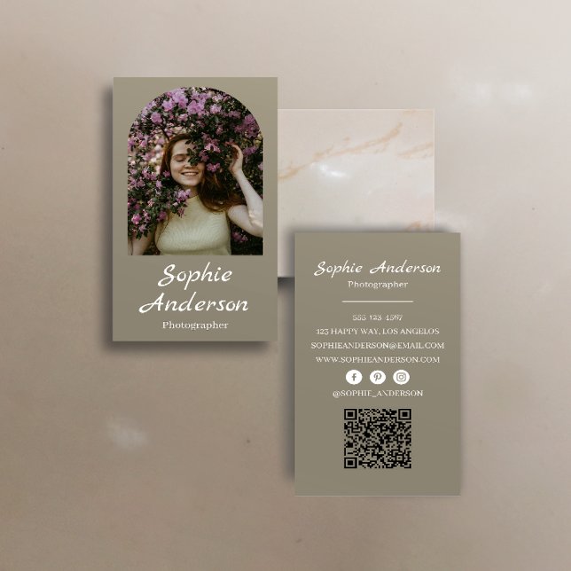 Cartão De Visita Minimalist Elegant Calligraphy Script Photography  (Criador carregado)