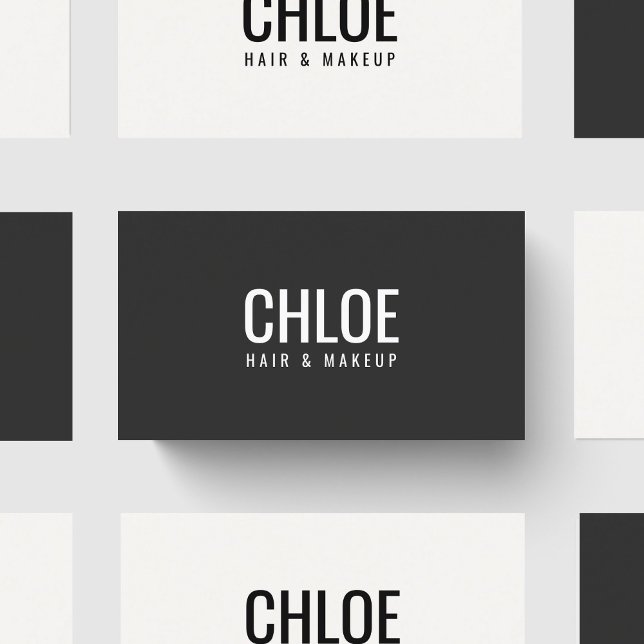 Cartão De Visita Minimalist Elegant Dark Grey White Bold Beauty (Criador carregado)