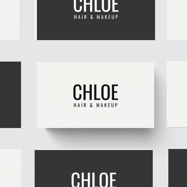 Cartão De Visita Minimalist Elegant Warm White Black Bold Beauty (Criador carregado)