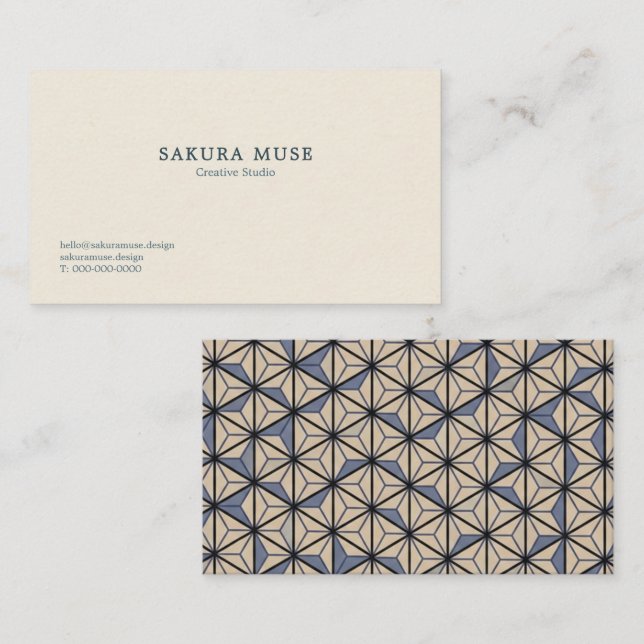 Cartão De Visita Minimalist Geometric Japanese Business Card  (Frente/Verso)