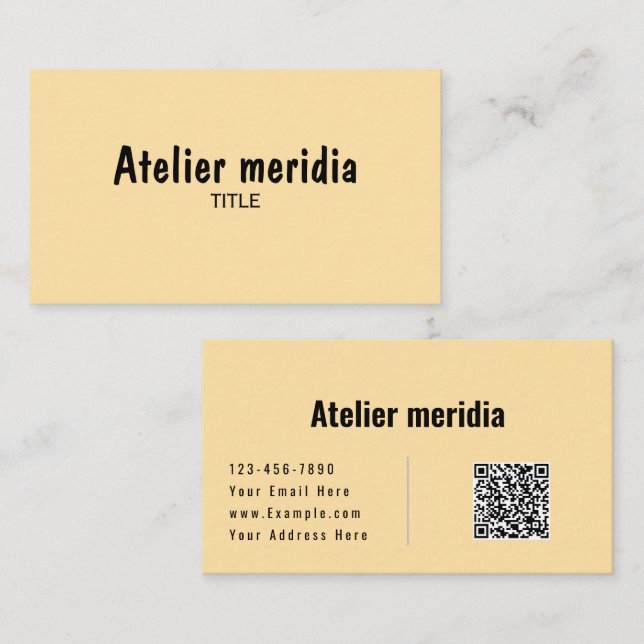 Cartão De Visita Minimalist Gold  with QR Code (Frente/Verso)