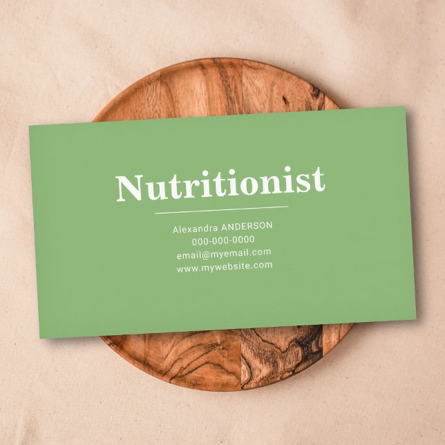 Cartão De Visita Minimalist & Green -  Nutritionist Business Card (Minimalist & Green - Nutritionist Business Card)