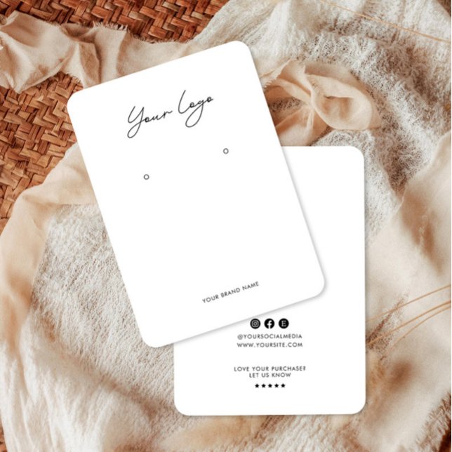 Cartão De Visita Minimalist Logo Earring Display Card (Criador carregado)
