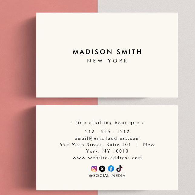 Cartão De Visita Minimalist Luxury Boutique Ivory Business Card (Criador carregado)