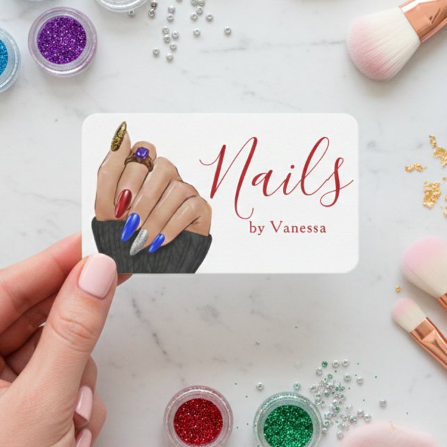 Cartão De Visita Minimalist Manicurist Nail Technician Branding (Criador carregado)