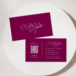 Cartão De Visita Minimalist Modern Elegant Vibrant Berry Red